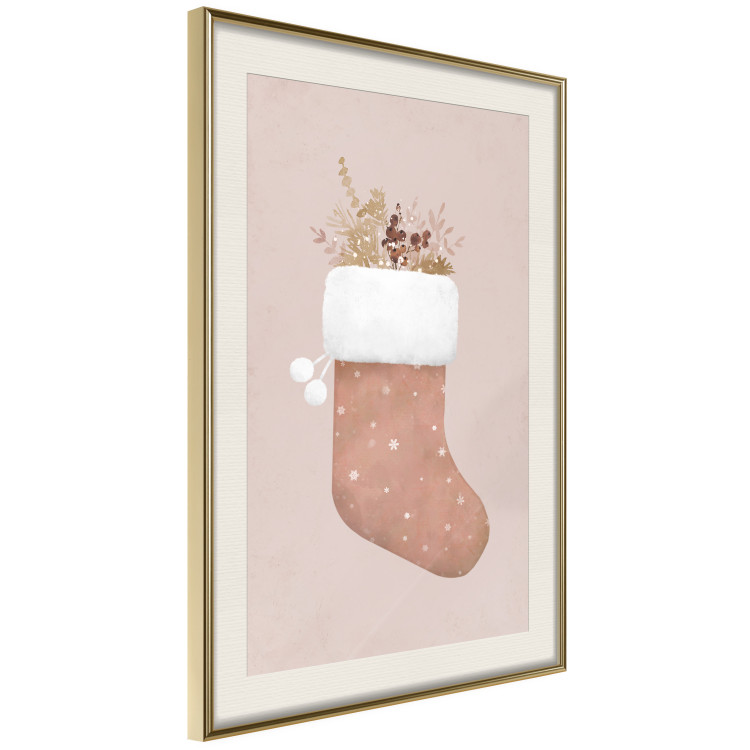 Plakat Boże Narodzenie w pastelach - świąteczna skarpeta z gałązkami roślin 148036 additionalImage 9