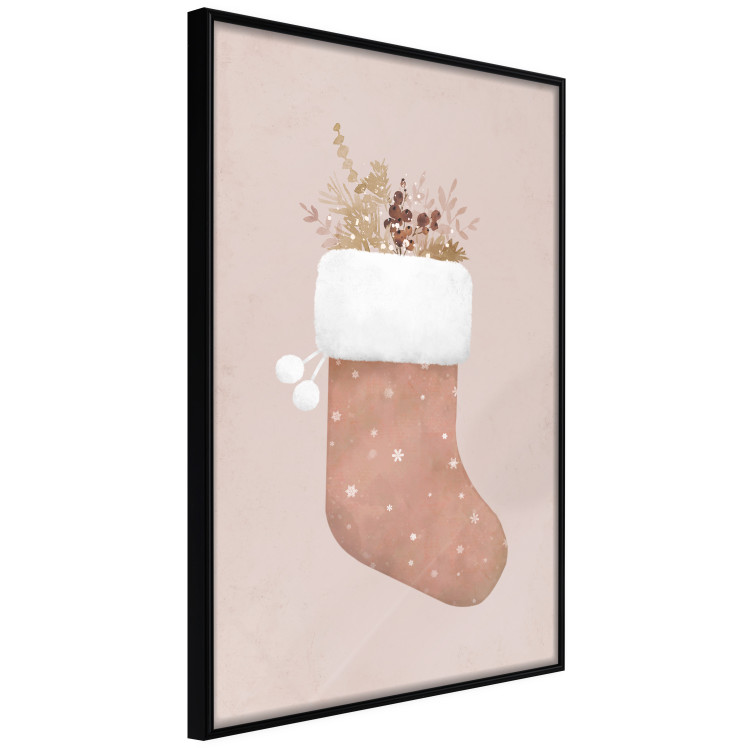 Plakat Boże Narodzenie w pastelach - świąteczna skarpeta z gałązkami roślin 148036 additionalImage 7