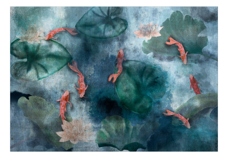 Fototapeta Oczko wodne - japońska kompozycja z rybami w jeziorze i roślinami 135046 additionalImage 1
