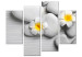 Obraz Białe kamienie i kwiaty - czteroczęściowa kompozycja w stylu zen 128786
