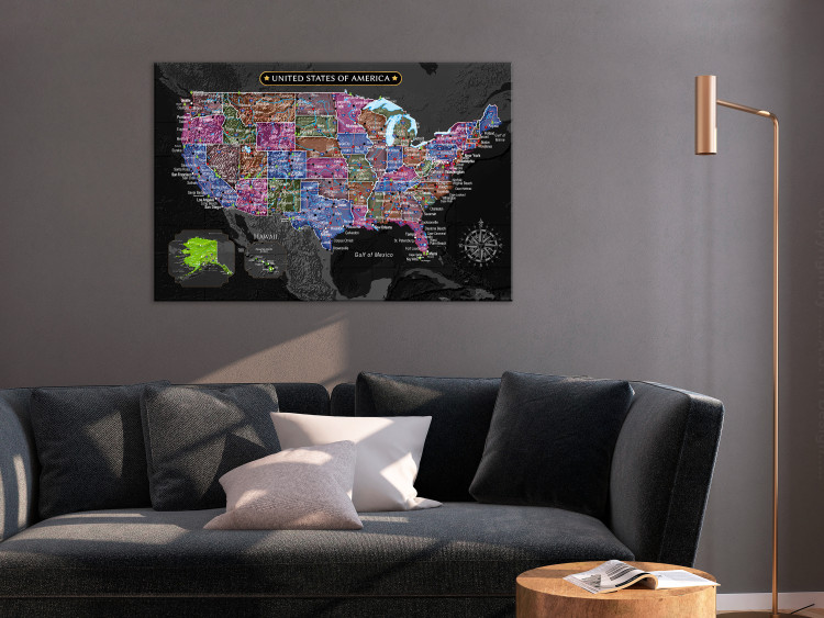 Obraz Wielokolorowa mapa Ameryki Północnej - na czarnym tle 127896 additionalImage 3
