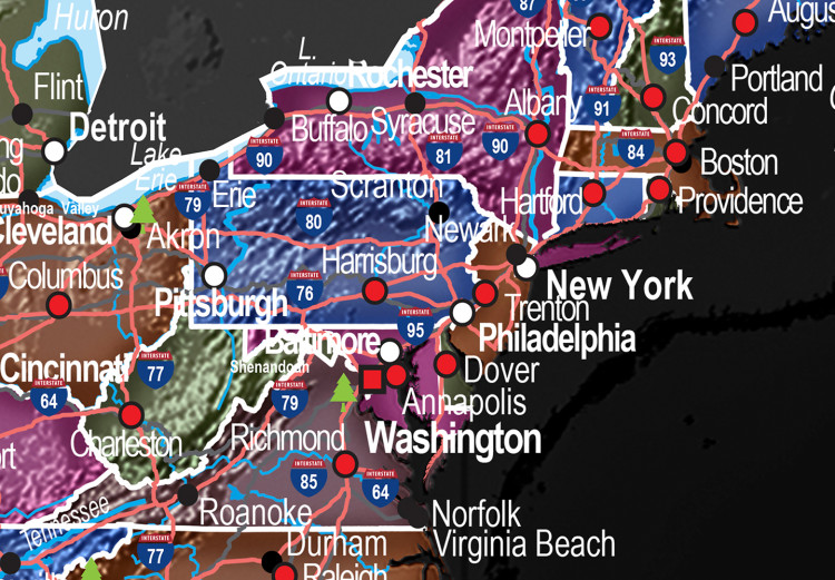 Obraz Wielokolorowa mapa Ameryki Północnej - na czarnym tle 127896 additionalImage 5
