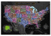 Obraz Wielokolorowa mapa Ameryki Północnej - na czarnym tle 127896