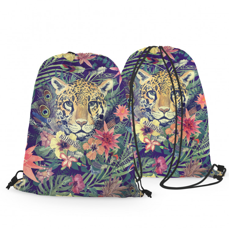 Worek plecak Gepard wśród liści - dzikie zwierze i roślinny wzór w akwarelowym stylu 147696 additionalImage 3