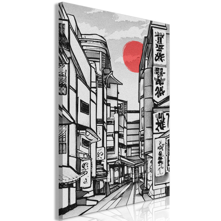Obraz Ulica w Japonii - czarno-biała architektura miasta we wschodnim stylu 145507 additionalImage 2