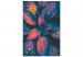 Obraz do malowania po numerach Tęczowe liście - kolorowa roślina, ciemne kolory, krople wody 146207 additionalThumb 3