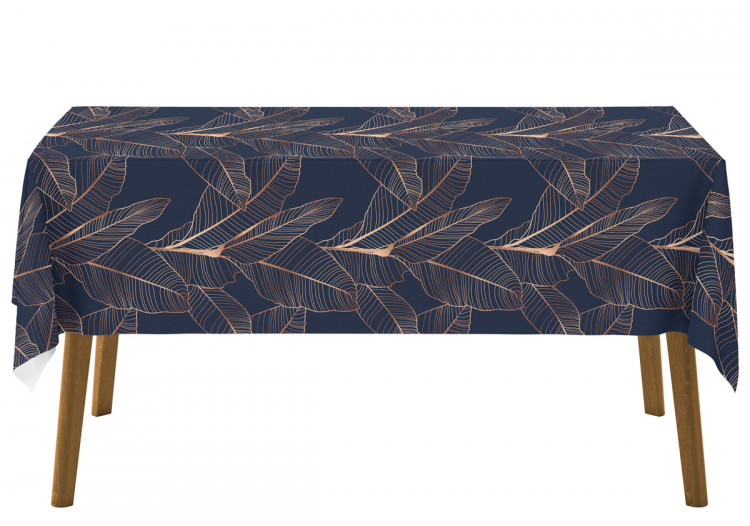 Obrus na stół Abstrakcja z liśćmi - motyw roślinny ukazany na ciemnoniebieskim tle 147317 additionalImage 4