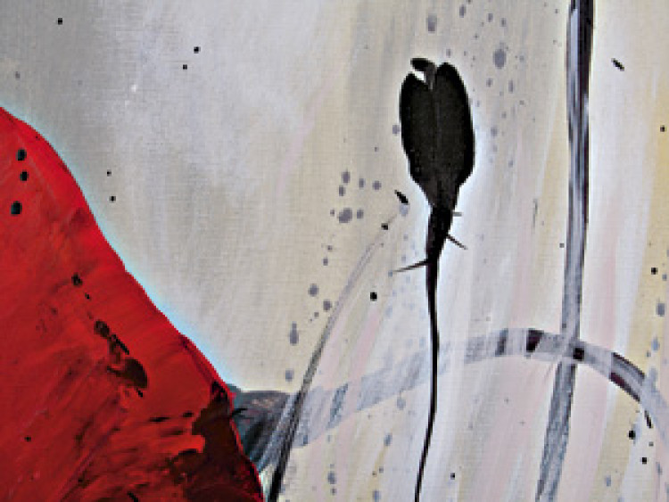 Obraz Pochmurne maki (3-częściowy) - łąka kwiatów na tle burzowego nieba 48517 additionalImage 3
