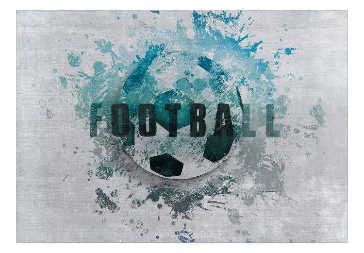 Fototapeta Hobby to piłka nożna - niebieski motyw z piłką i napisem po angielsku 143327 additionalImage 1