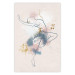 Plakat Linearna kobieta - rysunek tańczącej baletnicy i delikatne plamy akwareli 145127