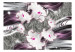 Fototapeta Zaczarowane lilie - abstrakcyjny motyw kwiatów na szarym tle z falami 97327 additionalThumb 1