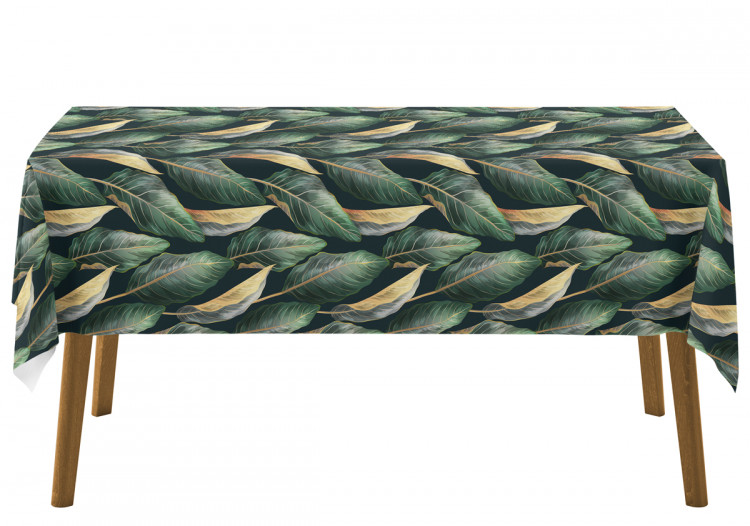 Obrus na stół Złoto-zielone egzotyczne liście - roślinny wzór w modnym stylu 147247 additionalImage 2