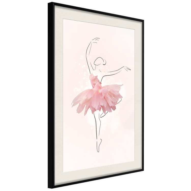 Plakat Tancerka - lineart baletnicy w sukience z różowych płatków kwiatów 148557 additionalImage 8