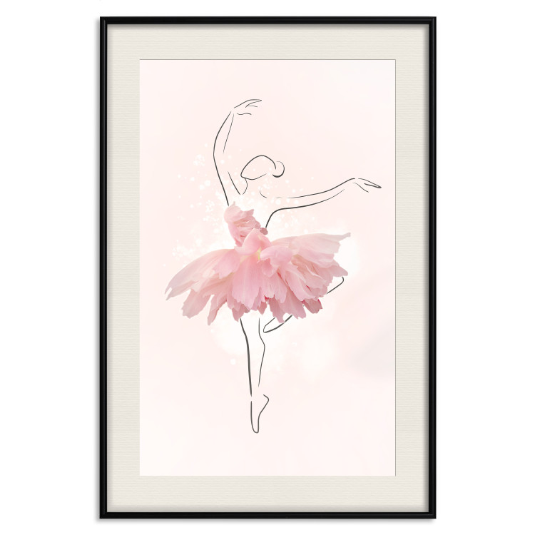Plakat Tancerka - lineart baletnicy w sukience z różowych płatków kwiatów 148557 additionalImage 26