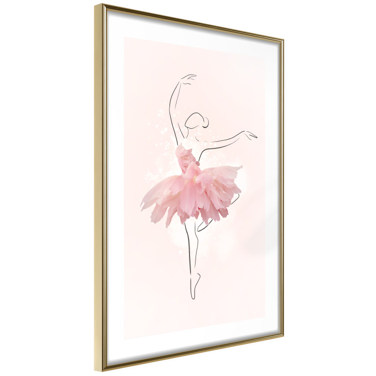 Plakat Tancerka - lineart baletnicy w sukience z różowych płatków kwiatów 148557 additionalImage 10