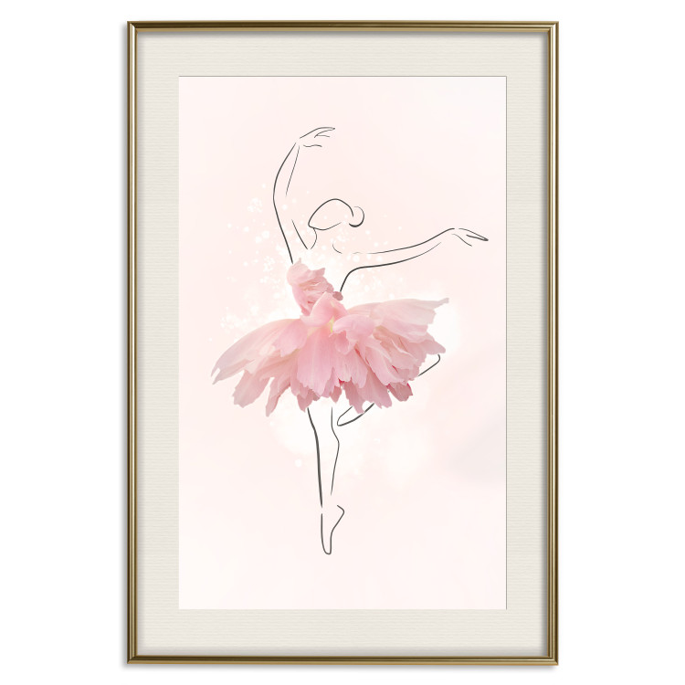 Plakat Tancerka - lineart baletnicy w sukience z różowych płatków kwiatów 148557 additionalImage 27