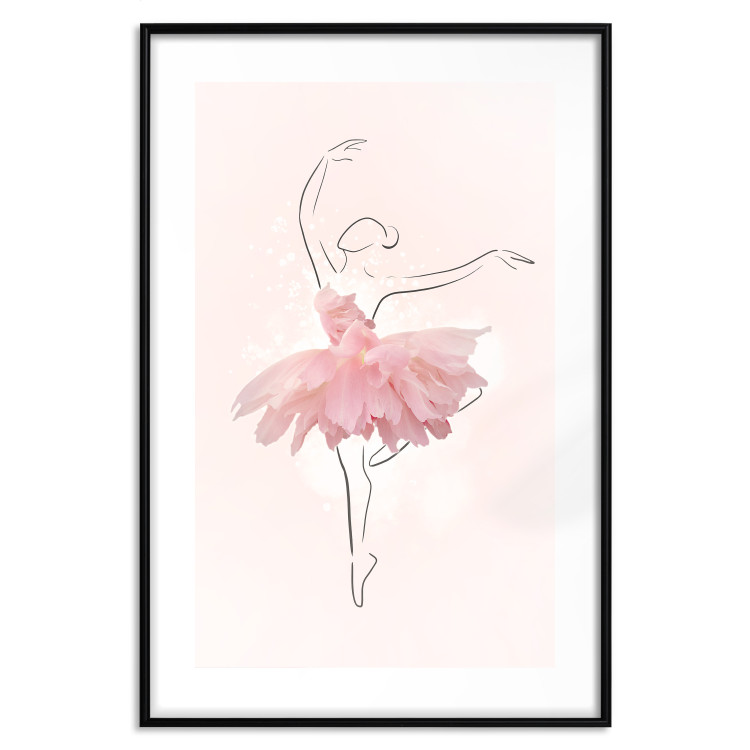 Plakat Tancerka - lineart baletnicy w sukience z różowych płatków kwiatów 148557 additionalImage 23