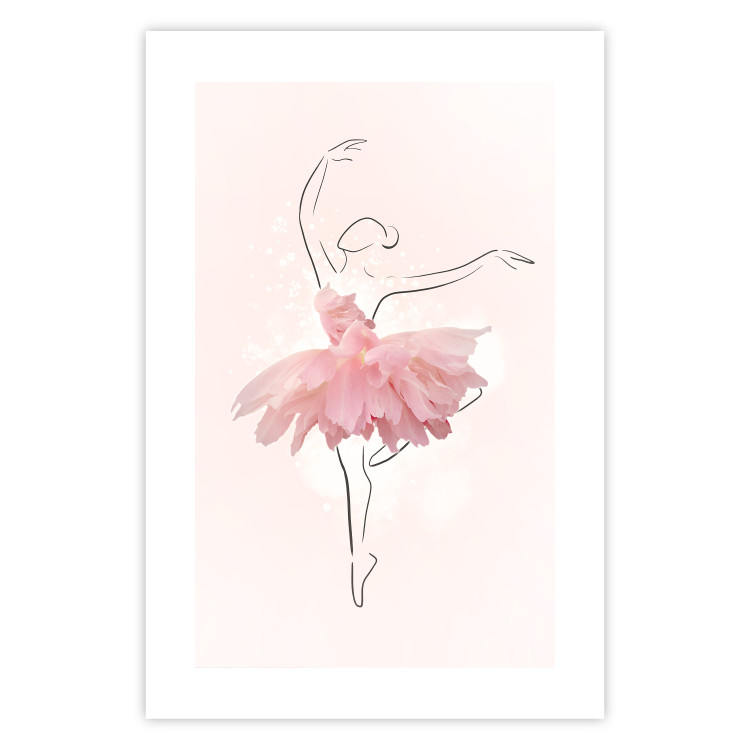 Plakat Tancerka - lineart baletnicy w sukience z różowych płatków kwiatów 148557 additionalImage 22