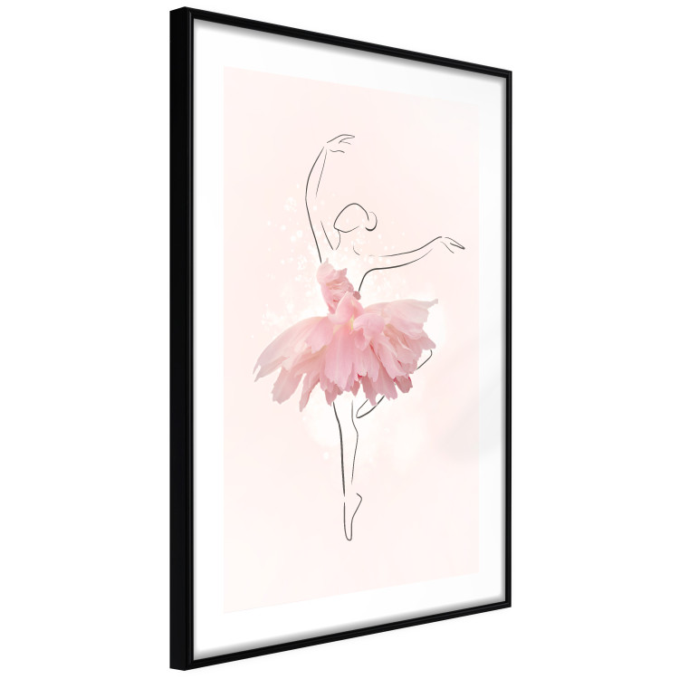 Plakat Tancerka - lineart baletnicy w sukience z różowych płatków kwiatów 148557 additionalImage 7