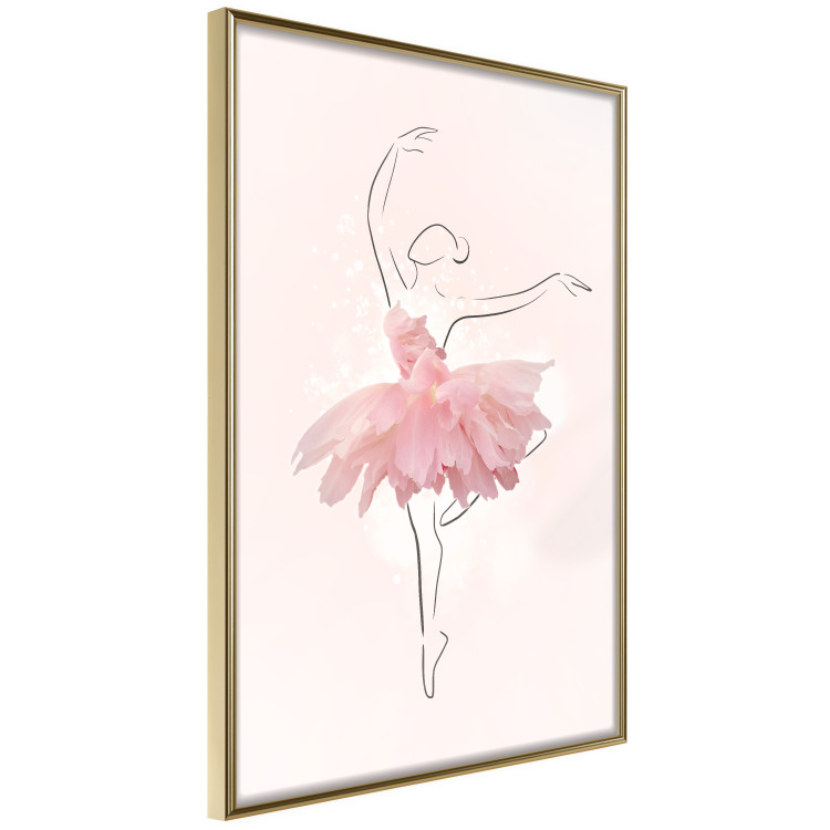 Plakat Tancerka - lineart baletnicy w sukience z różowych płatków kwiatów 148557 additionalImage 5
