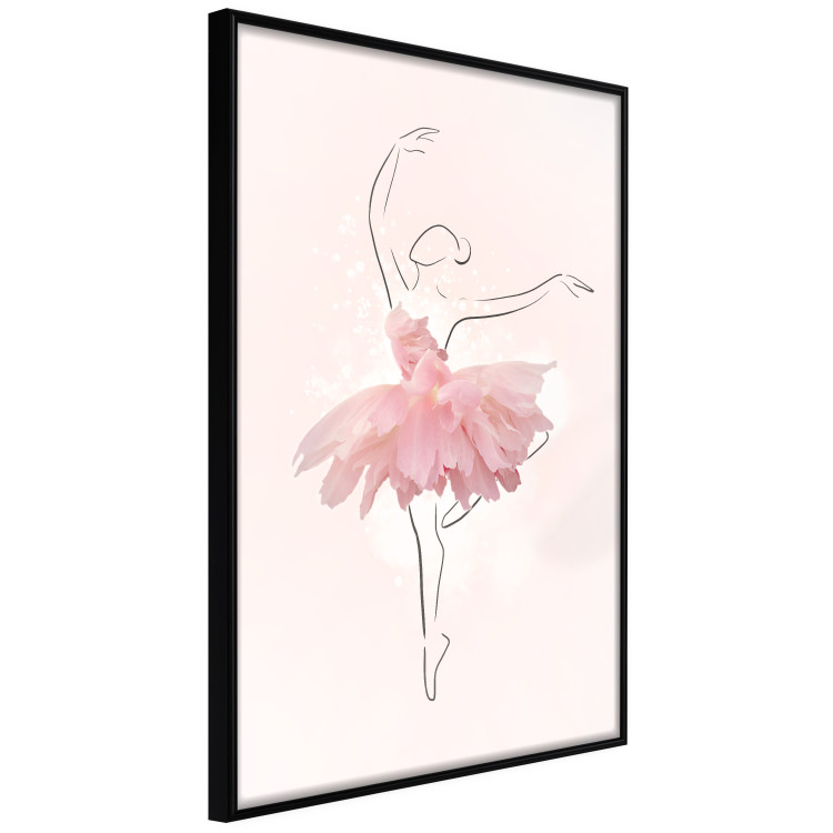 Plakat Tancerka - lineart baletnicy w sukience z różowych płatków kwiatów 148557 additionalImage 6