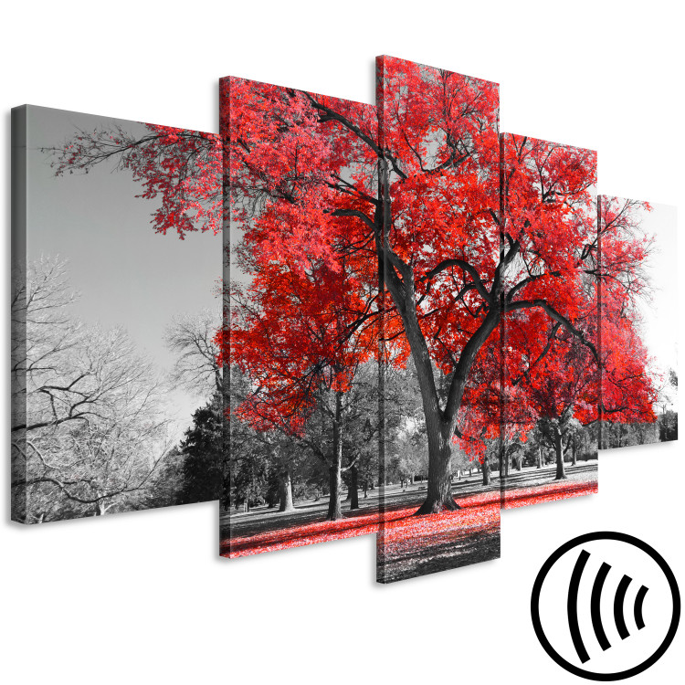 Obraz Jesień w parku (5-częściowy) szeroki czerwony 122767 additionalImage 6