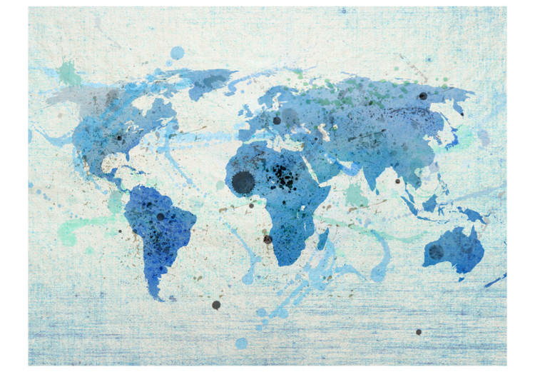 Fototapeta Niebieska mapa świata - kontynenty z efektem malowania akwarelami 97067 additionalImage 1