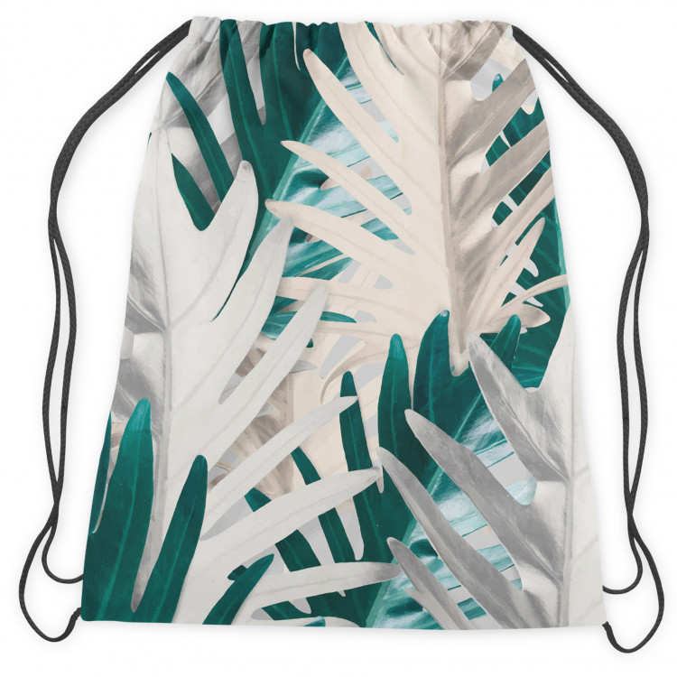 Worek plecak Philodendron xanadu - biało-turkusowy wzór z egzotycznymi liśćmi 147377 additionalImage 2
