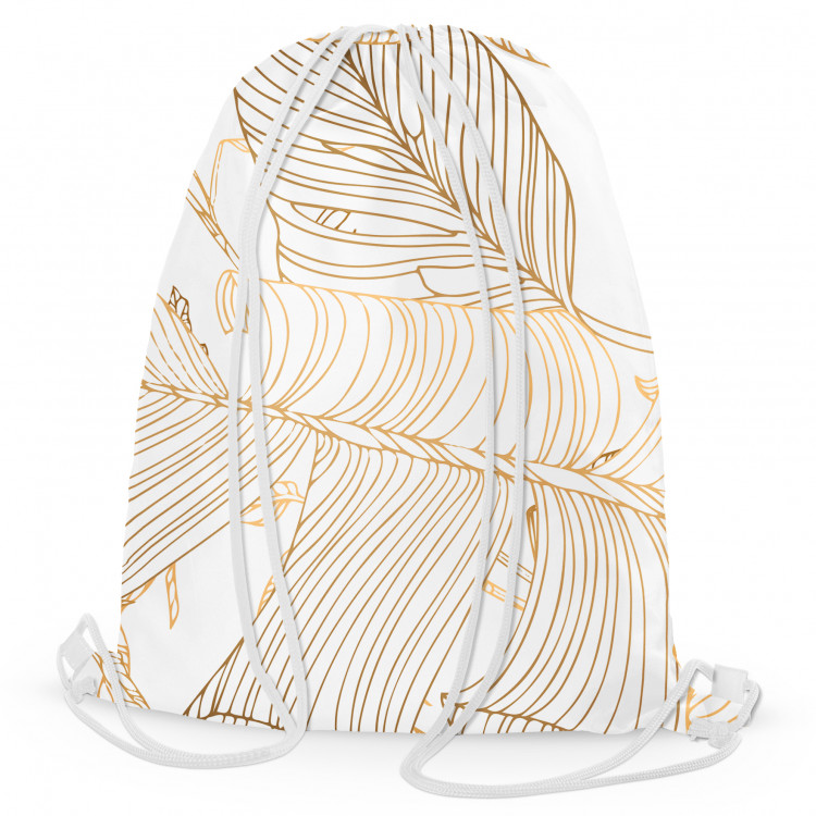 Worek plecak Liście secesji - minimalistyczny, roślinny wzór w kolorze złota 147477