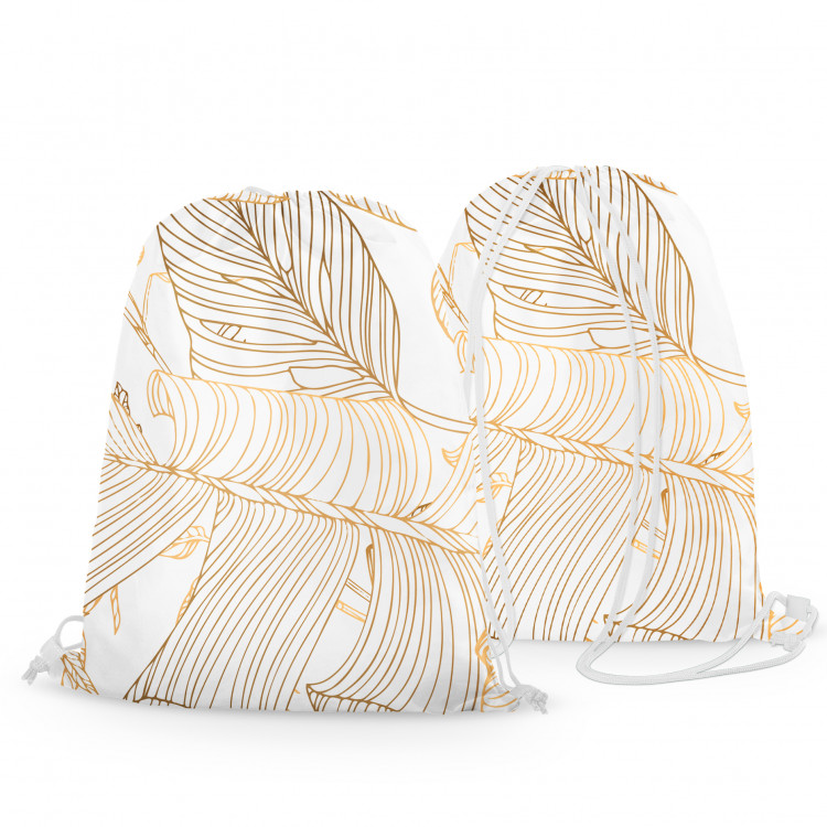Worek plecak Liście secesji - minimalistyczny, roślinny wzór w kolorze złota 147477 additionalImage 3
