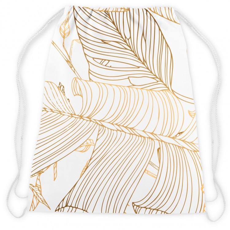 Worek plecak Liście secesji - minimalistyczny, roślinny wzór w kolorze złota 147477 additionalImage 2