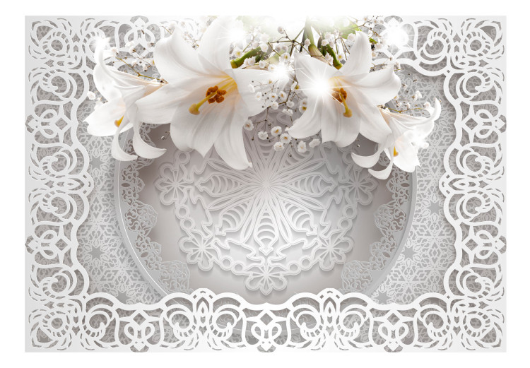 Fototapeta Egzotyczne ornamenty - kompozycja z motywem kwiatowym na białym tle 108097 additionalImage 1
