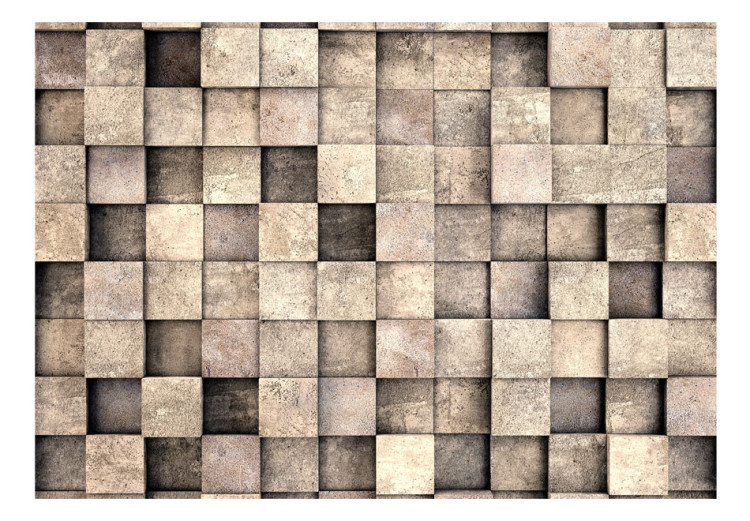 Fototapeta Beżowe kwadraty - tło z nieregularnymi kwadratami o teksturze betonu 91897 additionalImage 1
