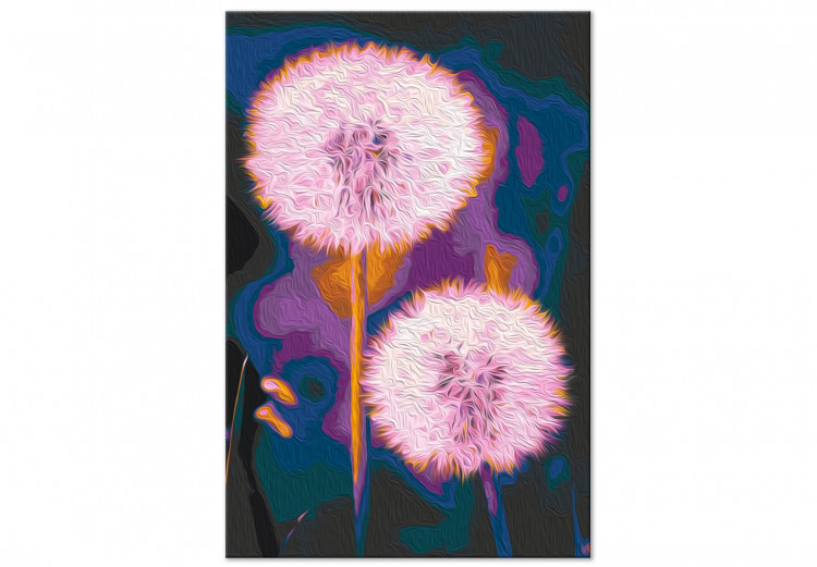 Obraz do malowania po numerach Puchate kule - duże różowe dmuchawce na ciemnym dwukolorowym tle 146218 additionalImage 4