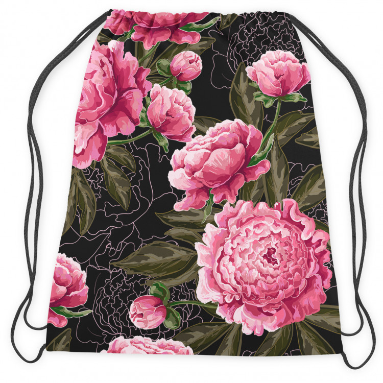 Worek plecak Piwonie chińskie - kwiatowy motyw w odcieniach różu na ciemnym tle 147418 additionalImage 2