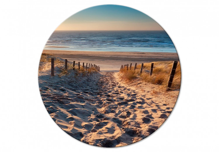 Obraz koło Wspomnienie wakacji - zachód słońca na piaszczystej plaży 148618