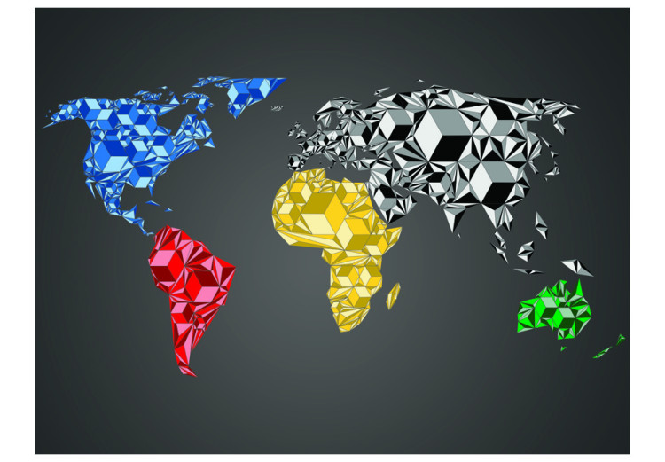 Fototapeta Mapa świata - kolorowe geometryczne kontynenty każdy w innym kolorze 60018 additionalImage 1