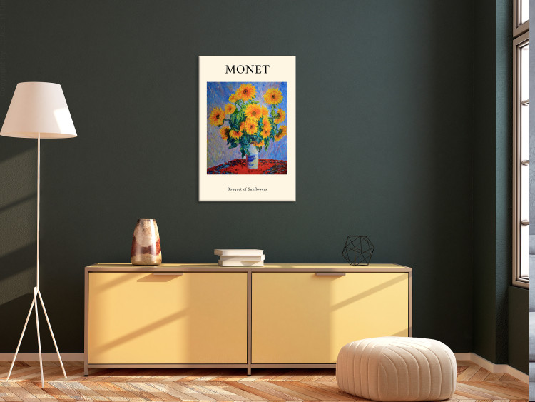 Obraz Słoneczniki w wazonie - słynne dzieło Moneta z napisem po angielsku 135738 additionalImage 3
