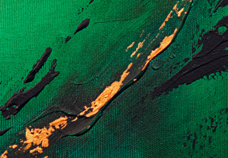 Obraz Malowana abstrakcja - smugi czerni i złota na tle głębokiej zieleni 148438 additionalImage 4