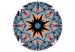 Obraz okrągły Ażurowa mandala - orientalna czarna gwiazda na tle błękitu i różu 148738