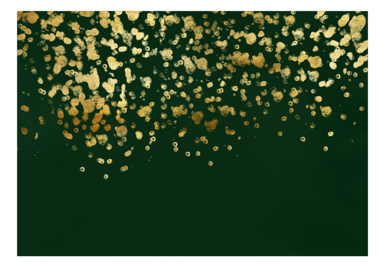 Fototapeta Złote krople - abstrakcja ze złotym efektem deszczu na zielonym tle 143748 additionalImage 1