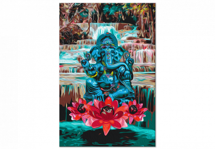Obraz do malowania po numerach Niebieskie bóstwo - lewitujący Ganesha na tle wodospadu 146548 additionalImage 5