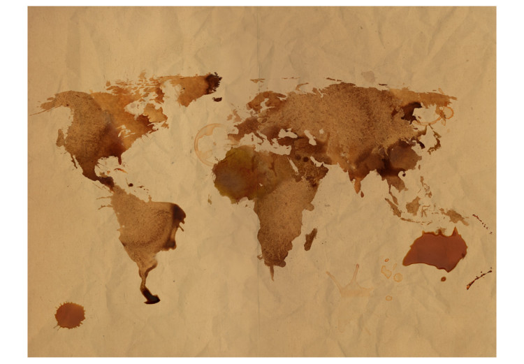 Fototapeta Świat kawy - abstrakcyjna mapa świata w formie plam na piaskowym tle 59948 additionalImage 1