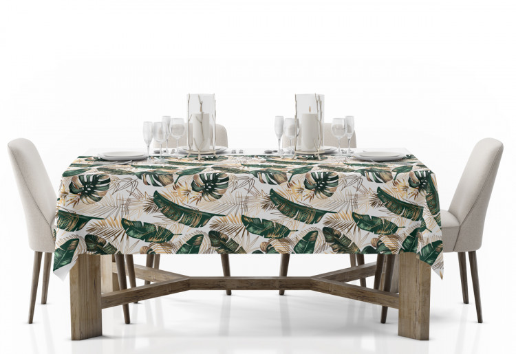 Obrus na stół Elegancja liści – kompozycja utrzymana w odcieniach zieleni i złota 147158 additionalImage 4