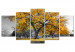 Obraz Jesień w parku (5-częściowy) szeroki złoty 122768