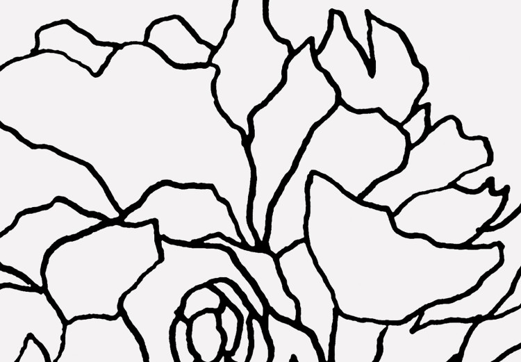 Obraz Postać z kwiatkiem - czarno-biała, linearna sylwetka kobiety i kwiaty 132178 additionalImage 4