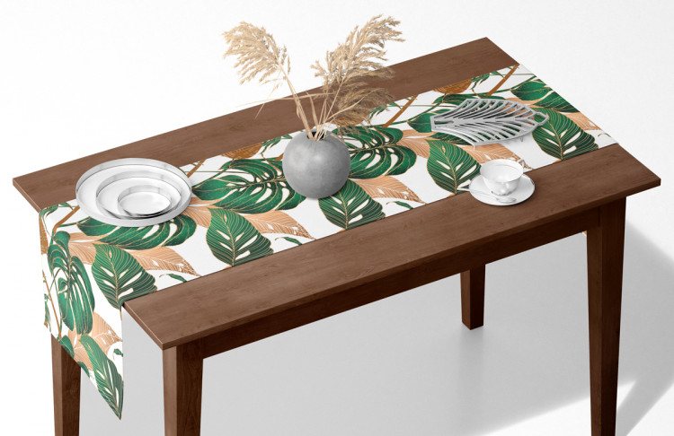 Bieżnik na stół Dziurawe liście - botaniczna kompozycja w odcieniach zieleni i brązu 147178 additionalImage 2