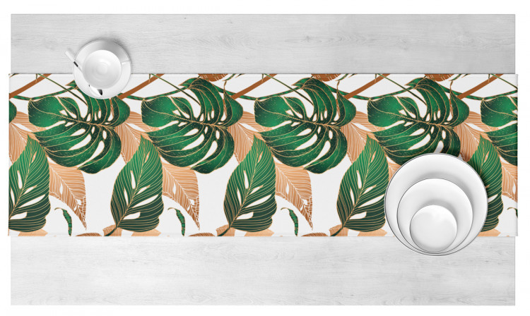 Bieżnik na stół Dziurawe liście - botaniczna kompozycja w odcieniach zieleni i brązu 147178 additionalImage 4