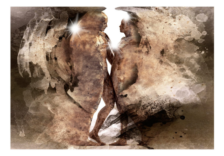 Fototapeta Ukryta miłość - abstrakcja sylwetka dwóch osób w brązowych akwarelach 64578 additionalImage 1