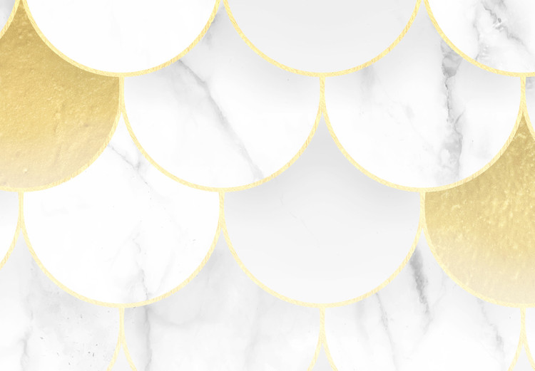 Fototapeta Łuski z marmuru - geometryczne tło w kolorach białego marmuru i złota 143388 additionalImage 3